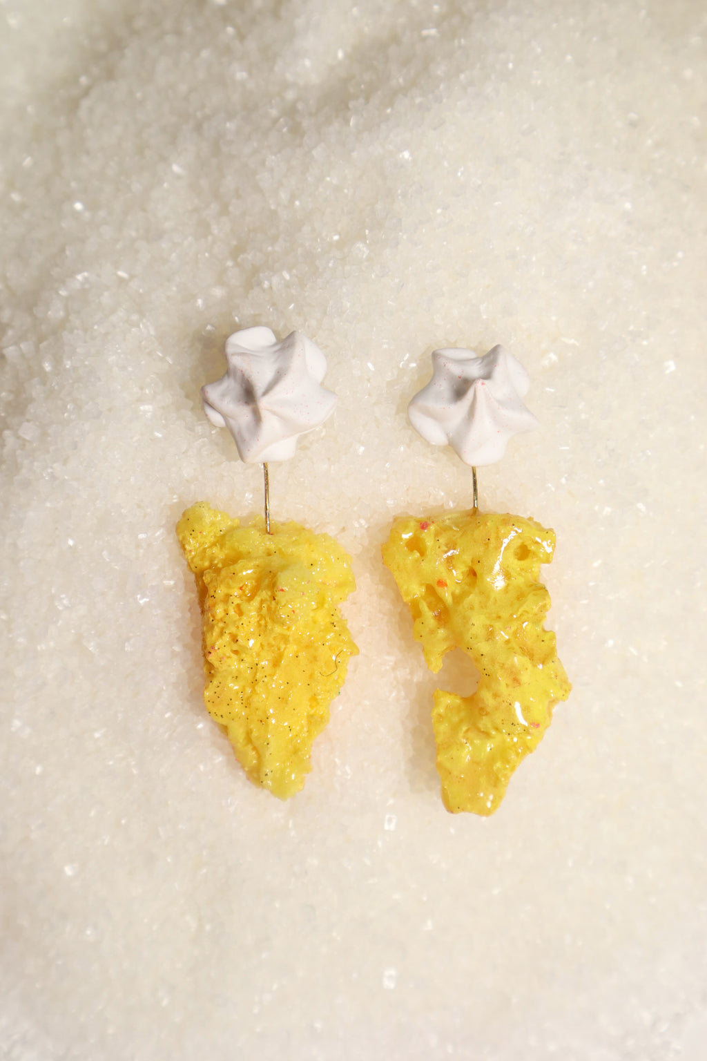 Whipped Porcelain + Sugar Crystal earrings | Yellow