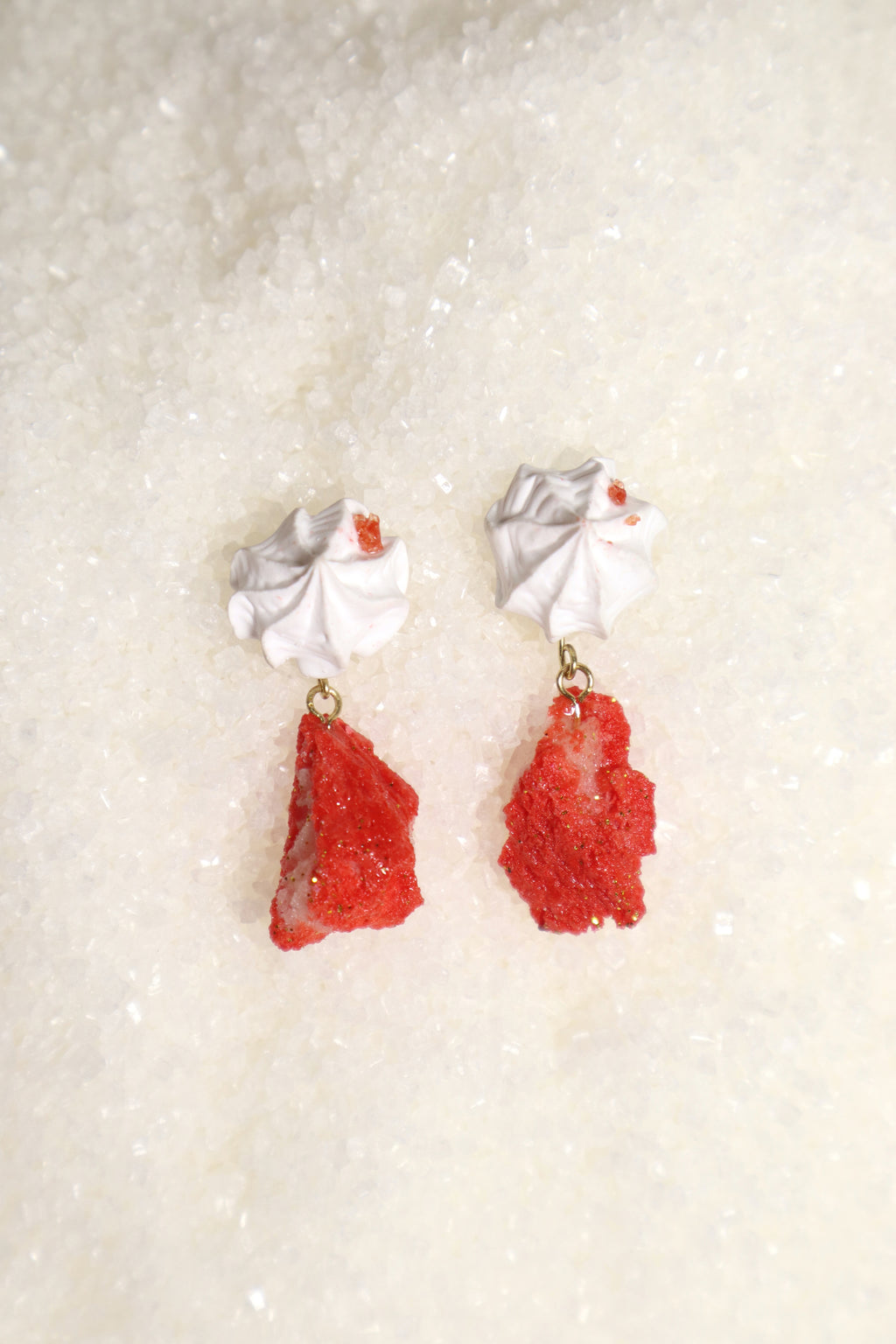 Whipped Porcelain + Sugar Crystal earrings | RedWhite mini