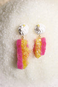 Whipped Porcelain + Sugar Crystal earrings | PinkYellow