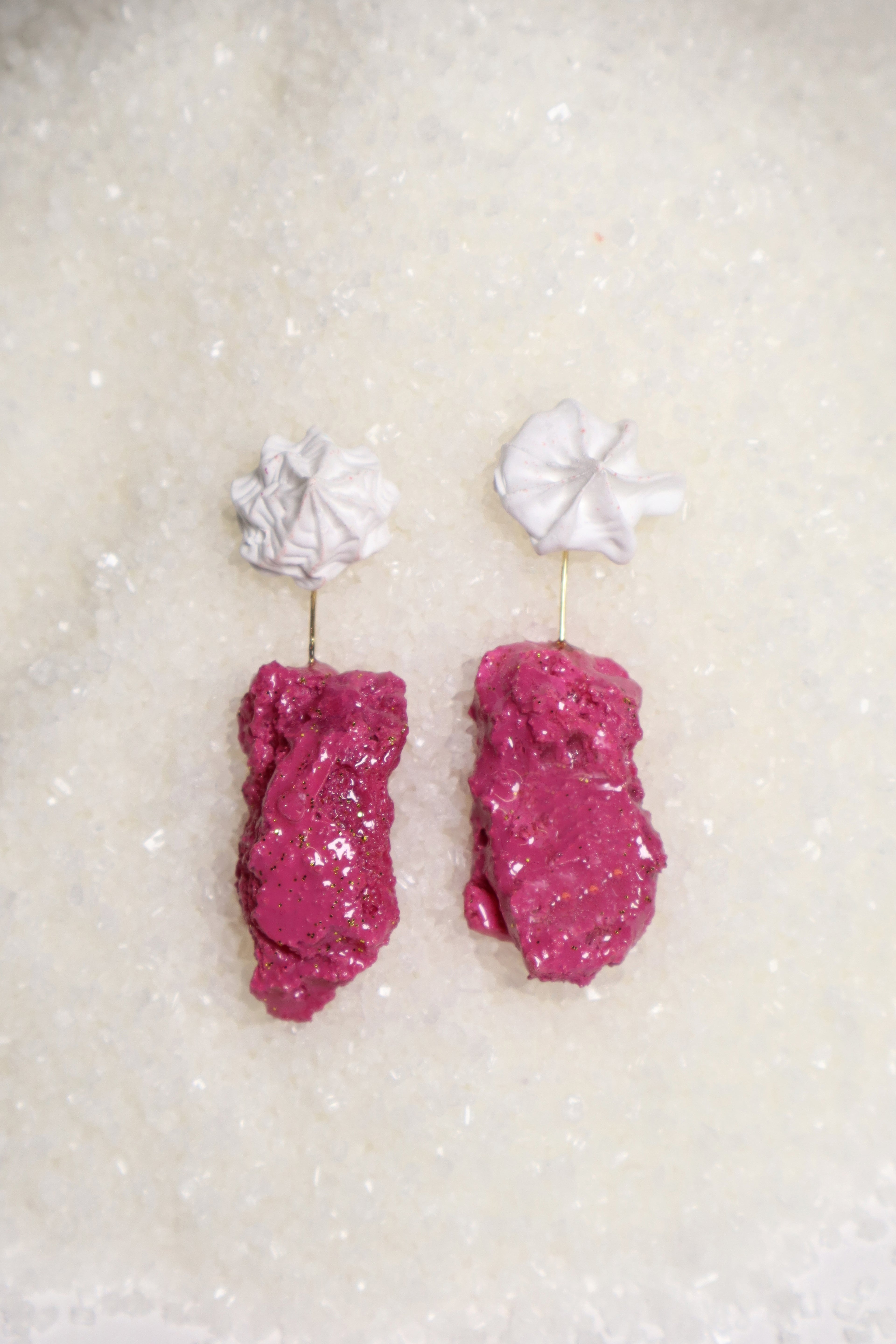 Whipped Porcelain + Sugar Crystal earrings | DarkPink