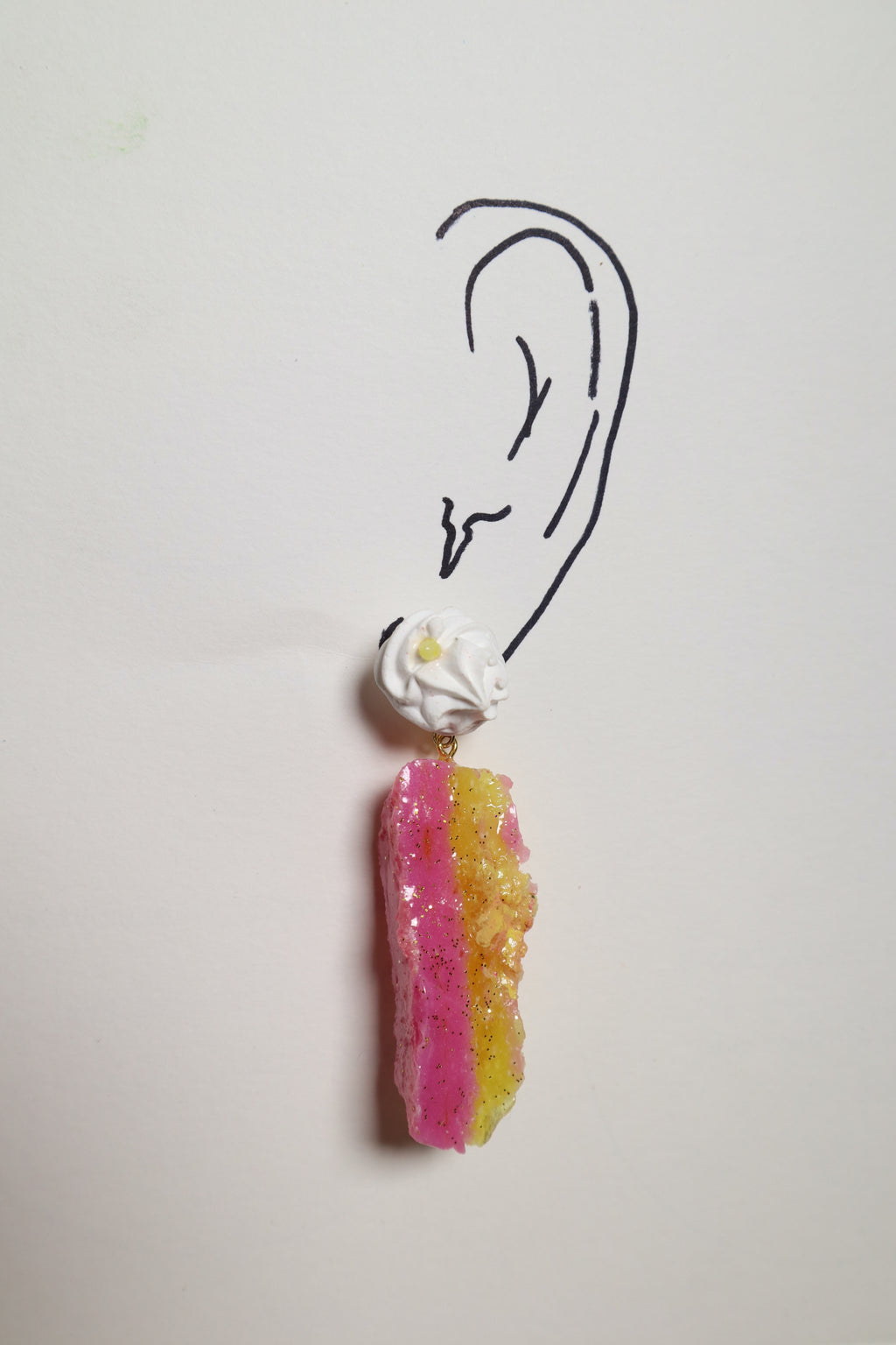 Whipped Porcelain + Sugar Crystal earrings | PinkYellow